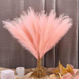 30 stuks droogbloemen roze, natuurlijk kunstpampasgras, decoratief pampasgras, wollig, pampasgras, kunstdroogbloemen, decoratie, boho voor bruiloft en woondecoratie (donkerroze) — thumbnail 1