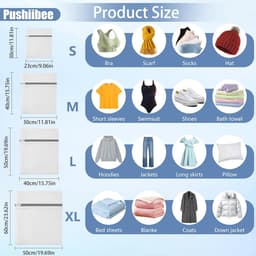 Wasnet voor Wasmachine, 6 Stuks Waszak Wasmachine, 4 Maten Waszak met Rits Waszaks Groot Mesh Waszakken voor Sokken Kleding Beddengoed voor Ondergoed en Reis — thumbnail 3