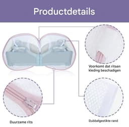 Beha waszak mesh set - 6 stuks - 7 inch met rits - voor beha en ondergoed - grijs — thumbnail 3