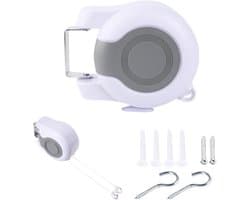 Intrekbare Waslijn - Draagbare Drooglijn - Buiten Kleding Drogen - Automatisch Terugtreksysteem - 26 Meter - Wit
