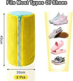 Dailygoods - waszakken voor schoenen, 2 stuks, waszakken voor schoenen, waszak met ritssluiting, herbruikbare waszak, efficiënte reiniging, grijs — thumbnail 4