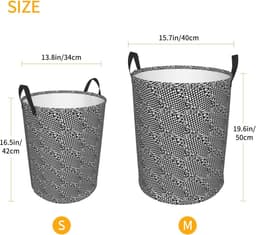Ronde Wasmand - Opbergbak - Thuis Organiseren - Waterdichte Stof - 50 x 40 cm - Zwart Wit — thumbnail 4