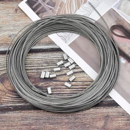 SnelShoppen - 30 m x 1.5 mm Stalen Kabel, Multifunctionele RVS Kabel, Foto Lijndraad met 20 Aluminium Krimpkousen voor Gordijn, Waslijn, Handrail — thumbnail 5