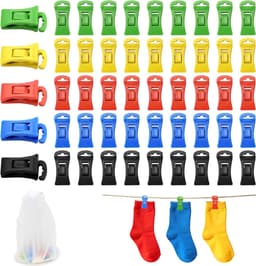Thijox - Sokkenklemmen voor Wasmachine en Droger, 50 Stuks Antislip Sokkenclips met Haken, Sokkenhouder en Sokkensorteerder met Opbergtas, Duurzaam en — thumbnail 1