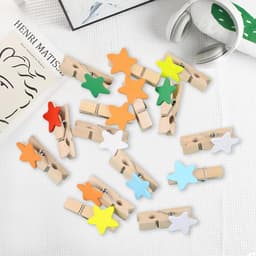 SnelShoppen - 100 Mini Houten Knijpers Stervormig, Kleurrijke Fotoknijpers voor Creatieve Projecten, Adventskalender & Decoratie (Multicolor) — thumbnail 5