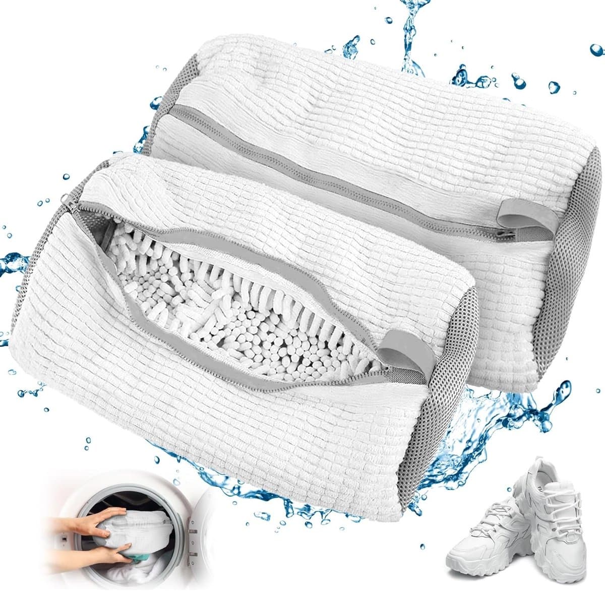 Schoenwaszak voor Sneakers - Set van 2 - Waszak voor Schoenen met Rits - Antideformatie en Ademend Mesh voor Effectieve Reiniging — afbeelding 1