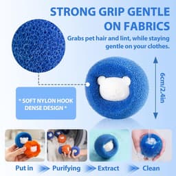 SnelShoppen - Haarvanger voor Wasmachine, 8 Herbruikbare Ballen, Effectieve Anti-Haar voor Honden- en Kattenharen, Zachte Spons voor Pluisjes en Huish — thumbnail 5