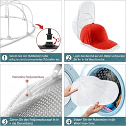 2-delige set - Hoeden wasset - Cap Washer - Waszak - Pettenwasser - Hoeden Waszak - Baseballpet Waszak - Anti-vervormingshoedenwasrek - Wit - Polyester/Kunststof — thumbnail 4