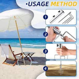 Parasol standaard in de grond - Zilver - 44,5 cm - Met 4 haringen - Voor tuin, strand en camping — thumbnail 3