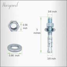 Wigankers - Schroefankers Betonnen - Bevestigen in Beton - Verzinkt Koolstofstaal - 3/8" x 3" - Zilverkleurig — thumbnail 3