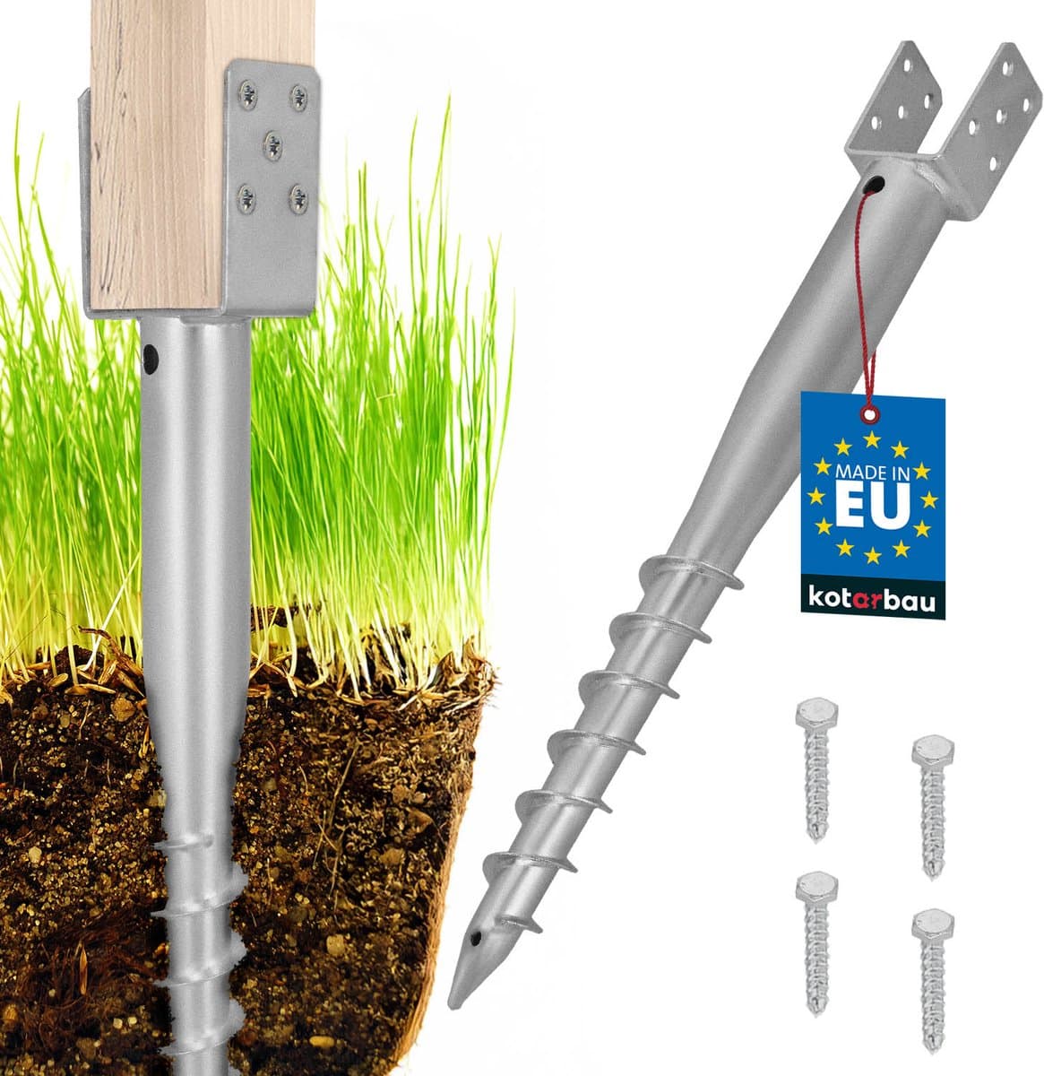 Stalen U-vormige Postvoet - Verzinkt - 70x700 mm - Zilver — afbeelding 1
