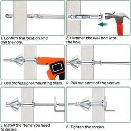 Hollewandanker Set - Metaal Ankers - Objecten Bevestigen - Gegalvaniseerd Koolstofstaal - M6 x 52 mm - Zilver — thumbnail 3