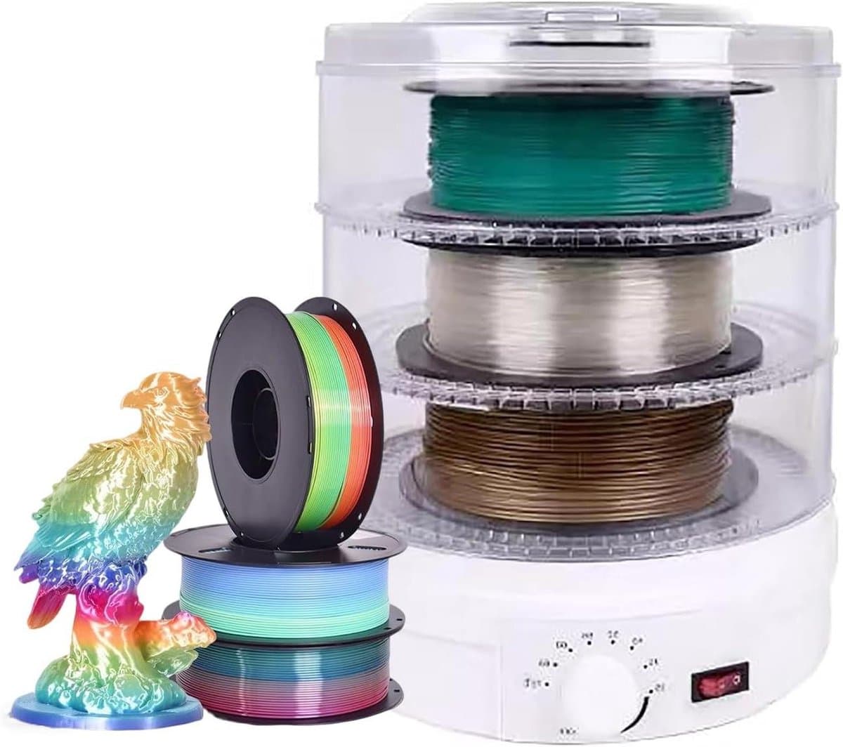 Filament Droger Box, 3D Printing Filament Droogoven, 360° Luchtcirculatie, Instelbare temperatuur 35-70 °C, vochtbestendig en stofdicht voor thuis en studio — afbeelding 1