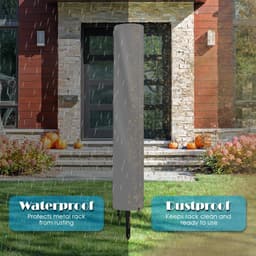 Droogmolen Hoes - 165 x 16 x 16 cm - Beschermhoes Universeel - Oxford-stof - Heavy Duty Roterende Waslijn Afdekking - Met rits en trekkoord - Waterdicht - Stofdicht - Winddicht - UV-bestendig - Voor Tuin, Binnenplaats, Buiten en op de Camping - Grijs — thumbnail 4
