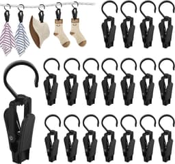 Set van 20 zwarte wasknijpers - 360° draaibaar - Ideaal voor kleding, gordijnen en strandhanddoeken — thumbnail 1
