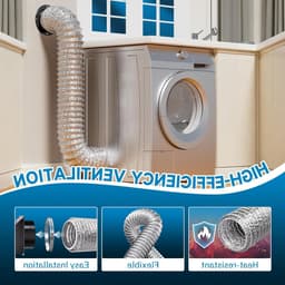 Dailygoods - Hon&Guan Aluminium buis, afvoerslang, 100 mm, lengte 5 m, geïsoleerd, 4 lagen verdikte universele drogerslang, aluminium flexibele buis met 2 slangklemmen, roestvrij staal, voor afzuigkap, badkamer — thumbnail 4