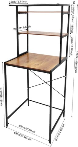 Velmio Wasmachine Kast - Was/Drogerkast - Wasmachine Rek - 3 Laags - Bruin/Zwart - Opbergrek Boven Wasmachine - 60×69×176,5 cm — thumbnail 5
