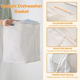 Dailygoods- Wasmand 60 Liter - Opvouwbaar - Beige - Multifunctioneel - Rectangular - Duurzaam katoenlinnen - Wascontainer — thumbnail 3