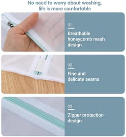 Dailygoods- Waszak Groot 60 x 80 cm - Waszakken voor Wasgoed - Wasnetten met Ritssluiting - Witte Waszakken - Set van 2 Stuks - Polyester Materiaal - Wasnet — thumbnail 2