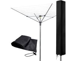 Dailygoods- Afdekking Draaibaar - Wasrek Beschermhoes - Waterdicht - Scheurvast - UV-bestendig - Zwart 420D (160 x 15 x 15 cm) - Wasrekhoes