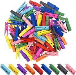 Houten Knijpers - Kleine Clips - Foto's Ophangen - Vrolijke Kleuren - 100 Stuks - Multicolor — thumbnail 1