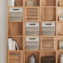 Katoenen Opbergmand 65L - Rechthoekige Wasman - Gevlochten Mand voor Dekens, Speelgoed & Was - 100% Natuurlijk & Veilig - Woonkamer & Babykamer - Grijs — thumbnail 4