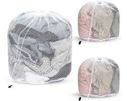 Set van 3 Waszakken van Mesh met Trekkoord voor Sokken, Bh's en Kleding - Ideaal voor Wassen en Beschermen (30x40cm, 50x60cm)