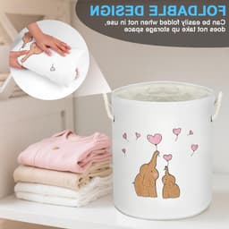 Vouwbare Ronde Wasmand voor Baby's en Kinderen, Ideaal voor Kleding, Speelgoed en Organisatie in Kinderkamers, Inclusief Handvat voor Gemakkelijk Transport — thumbnail 2