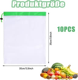 Groentenzakken met Trekkoord - 10 stuks - voor Groente, Fruit en meer — thumbnail 5