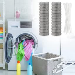 48stuks pluizenfilters voor wasmachines, roestvrijstalen pluizenvangers, wasfilter voor wasmachineslang met 48kabelbinders — thumbnail 2