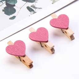 Mini fotoclips - Houten knijpers - Decoratie ophangen - Hartvormig design - 30 stuks - Roze — thumbnail 5