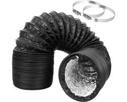 Flexibele PVC Aluminium Drain Hose - Diameter 100 mm - Air Conditioning Hose Extension met 2 RVS Slangenklemmen - Afvoerslang voor Afzuigkap en Wasdroger