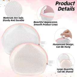 2 stuks BH wasnet - Netwasnet met ritssluiting voor wasmachine - Herbruikbare waszakken voor kleding, ondergoed en beha's - Roze — thumbnail 5