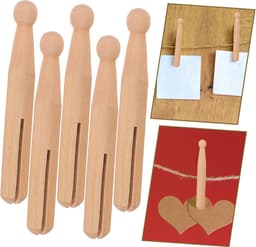 Houten Mini Poppen - Wasknijpers Foto Knijpers - Knutselen Decoratie - Oude Stijl Ontwerp - 11x1.3cm - Gekleurd — thumbnail 2
