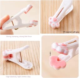 Wasknijpers Kattenklauw - Kledingklemmen Afdichtingsclips - Kleding Ophangen - Ultra-sterke Klemkracht - 12 stuks - Roze — thumbnail 3