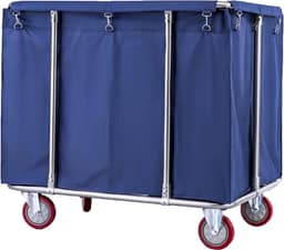 Wasmand op wielen - Linnenwagen - Vuile kleding sorteren - Afneembare waterdichte tas - 400 liter capaciteit - Beige — thumbnail 4