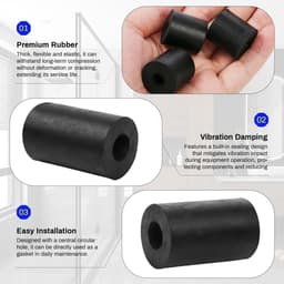 Rubberen afstandhouders - Kunststof hulzen - Trillingen dempen - Duurzaam flexibel materiaal - 16 stuks 40mm dik - Zwart — thumbnail 3
