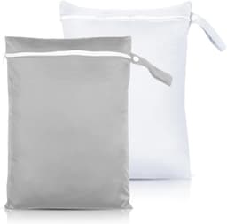 Waterdichte Waszak 40x30cm met Handvat, Herbruikbare Ritszak voor Zwemkleding, Strandhanddoeken en Luiers (Grijs & Wit) — thumbnail 1