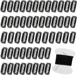 BRENZOOS- Pruikclips 50 stuks - U-vormige Metalen Clips - Haarverlengingen - Siliconen Bescherming - Koolstofstaal - 3,3 x 1,6 cm - Haarklemmen — thumbnail 1