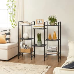 SONGMICS Badezimmerregal aus Metall, Küchenregal, 4 Ebenen, Badregal, Standregal, Pflanzenregal, erweiterbar, verstellbare Ablagen, Industrie-Design, für Badezimmer, Küche, schwarz BSC034B01 — thumbnail 4