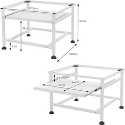 Wasmachine verhoger, Wasmachine Onderstel 62,5x53,5x45 cm met uitschuifbaar plateau in wit ML design — thumbnail 5