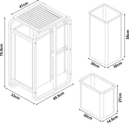 Wasmand Evenes met waszakken 70,5x49,5x33 cm beige — thumbnail 3