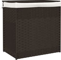vidaXL - Wasmand - met - 2 - vakken - 53x35x57 - cm - poly - rattan - donkerbruin — thumbnail 1
