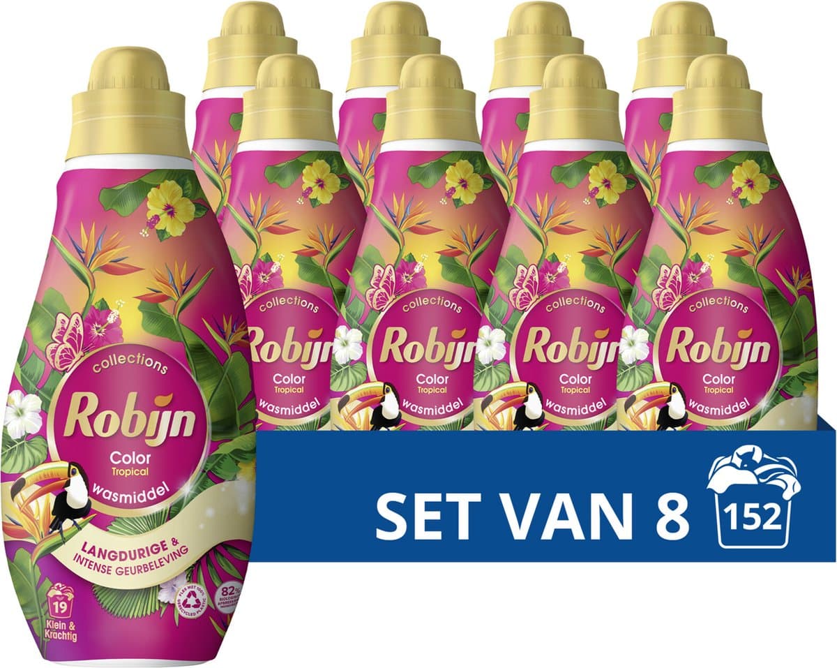 Robijn Klein & Krachtig Collections Vloeibaar Wasmiddel - Color Tropical - met 82% biologisch afbreekbare ingrediënten - 8 x 19 wasbeurten — afbeelding 1