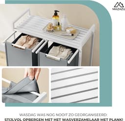 MIRA Home - Wasmand - 2 vakken - Wassorteerder - Laundry Basket - 2x46 Liter - 73x33x72 — thumbnail 5