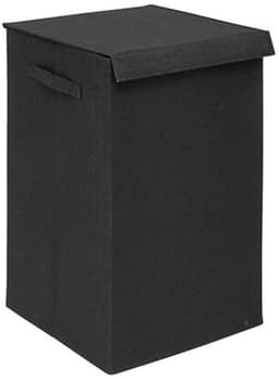 5Five Eureka sorteer wasmand - 74 liter - zwart - 37 x 37 x 60 cm - MDF/Polyester stof - met afsluitklep — thumbnail 1