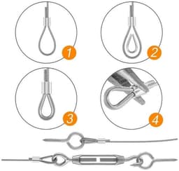 Hangende waslijn roestvrij stalen kabel - hangende roestvrijstalen kabel - 30M wastouw voor buiten - droogrek voor buitenkleding - metalen kabel voor buiten - roestvrijstalen relingkabelset — thumbnail 2