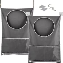 Hangende waszak, waszak, camping, waszak, deur, waszak met 2 extra roestvrijstalen deurhaken, wasmand, wordt in slaapkamerkasten, deuren muren (2 stuks) — thumbnail 1