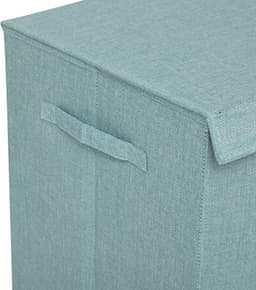 5Five Eureka sorteer wasmand - 74 liter - lichtblauw - 37 x 37 x 60 cm - MDF/Polyester stof - met afsluitklep — thumbnail 3