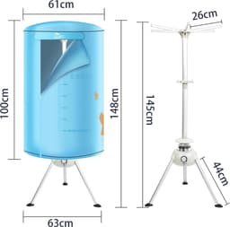 Draagbare Elektrische Droogdroger voor Kledingkast - Inklapbare Warmluchtdroger 1000 W in Hemelsblauw — thumbnail 2